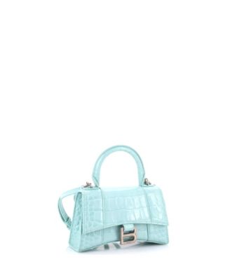 XS Hourglass Top Handle Bag Embossed Leather