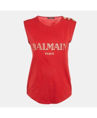Women's Red Cotton Sleeveless Top