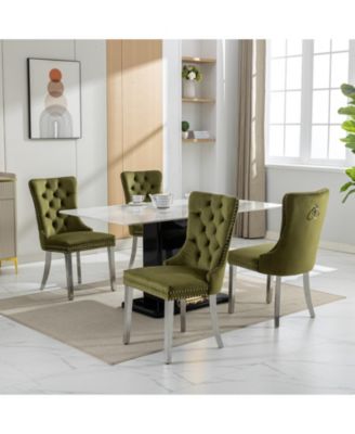 Modern Velvet Dining Chairs with Chrome Legs, Set of 2