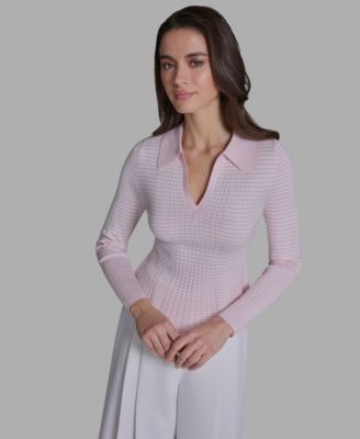 Women's Collared Striped Polo Top