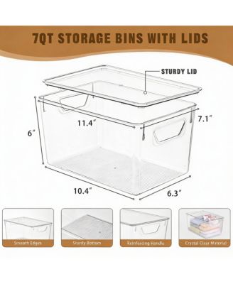 6-pack clear stackable storage bins with handles for home organization