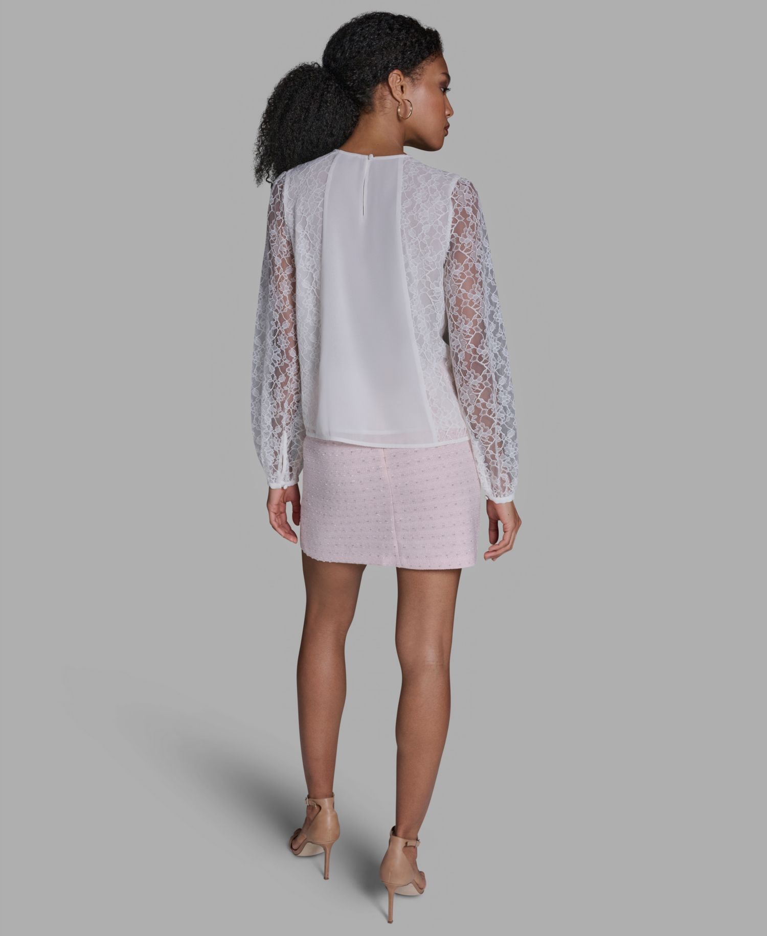 Women's Crewneck Long-Sleeve Lace Top