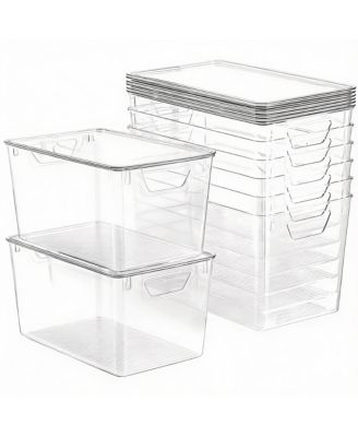6-pack clear stackable storage bins with handles for home organization