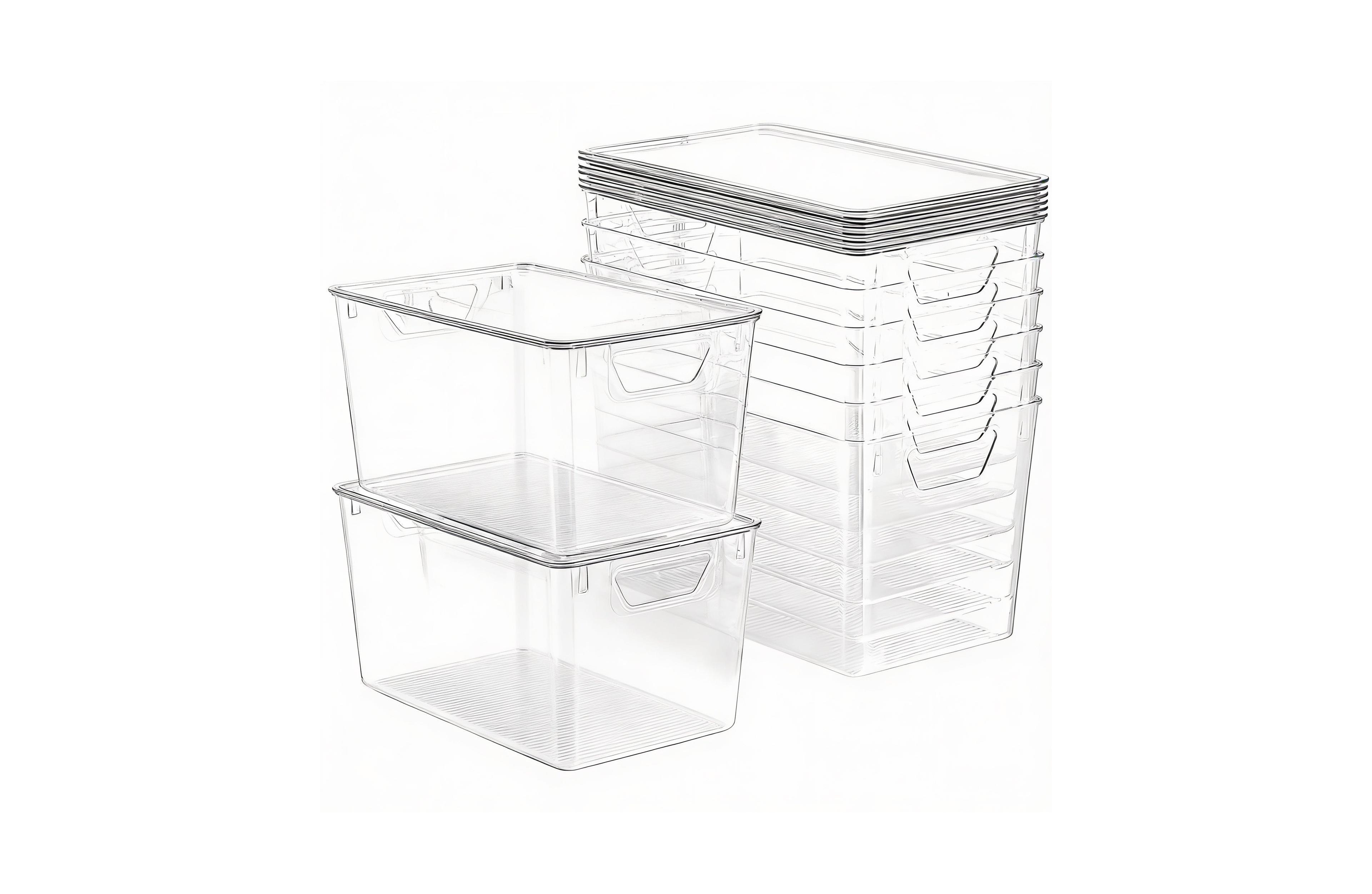 Yigii 6-pack clear stackable storage bins with handles for home organization