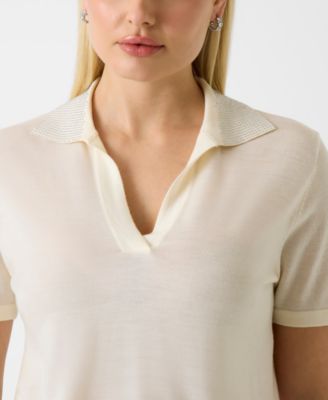 Women's Short-Sleeves Rhinestones Polo Stormi Sweater