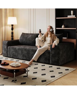 71" 3-Seater Corduroy Sofa, Deep Seat Loveseat, No Assembly
