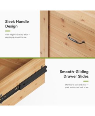 Solid Wood Oversized Nightstand with 2 Drawers, Bedside Table End Tables for Living Room, Large Wide Modern Night Stand with Drawers