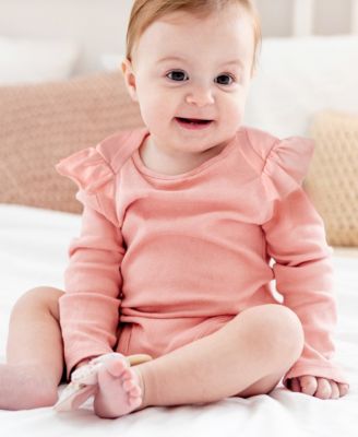 Baby Girls' Ashley Ruffle Shoulder Long-Sleeve Organic Cotton Bodysuits 5-Pack