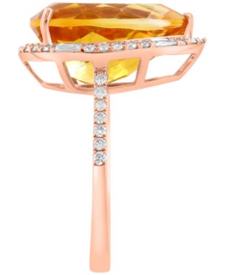 Citrine (5-3/8 ct. t.w.) & Diamond (1/2 ct. t.w.) Ring in 14k Yellow Gold