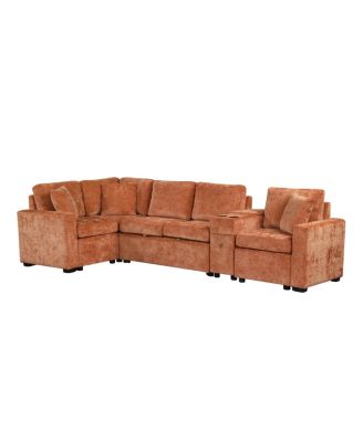 L-shaped Convertible Sofa Bed Modular Sectional with Pull-Out Bed