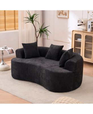 Crescent-shaped self-inflating sofa, modern low-back design, deep cushions