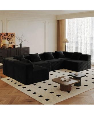 Modular Sectional Couch: Deep Seat, High-Density Foam, Upholstered, No Assembly