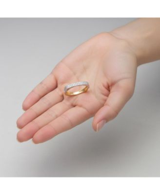 Timeless Clear CZ Chic Geometric Band Ring in Two-Toned Gold Plated