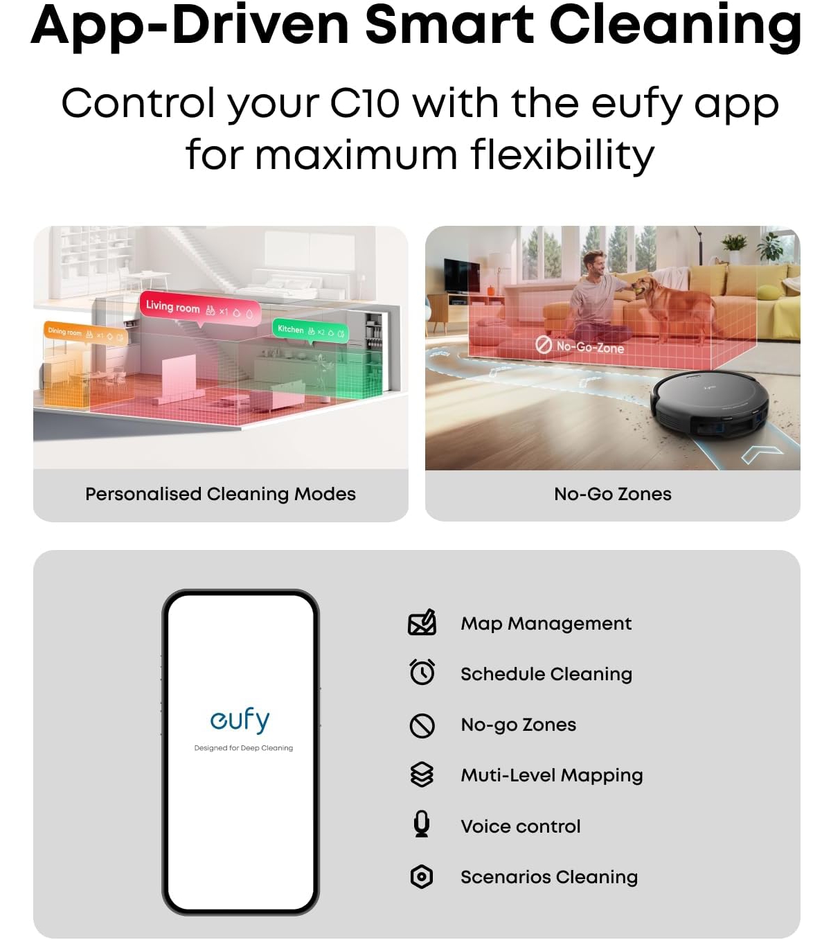 eufy Robot Vacuum C10 with Self Emptying, 8 Weeks Hands Free +6 Pack Dust Bag