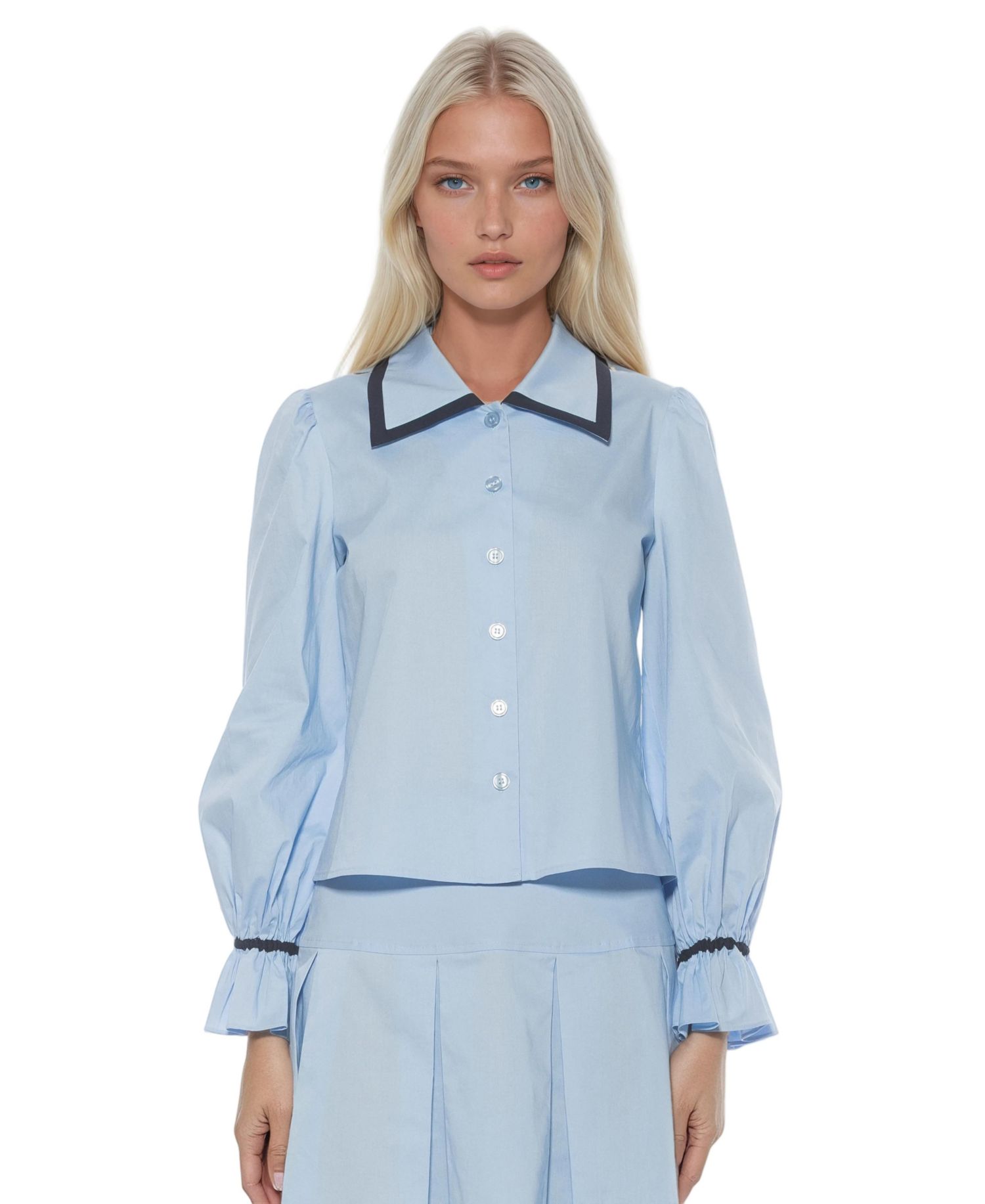 Women's Shannah Long Sleeve Dropped Contrast Collar Blouse