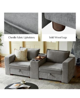 Buelow 88” Modern Storage Sofa With Charging Station And Middle Storage Compartment