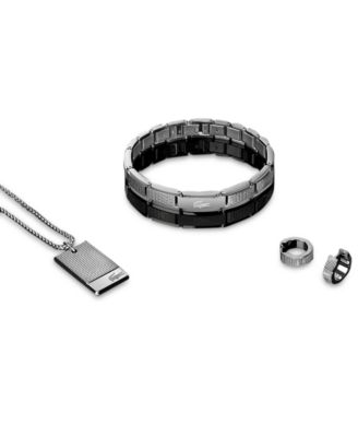 Men's Stencil Gold-Tone Stainless Steel Bracelet