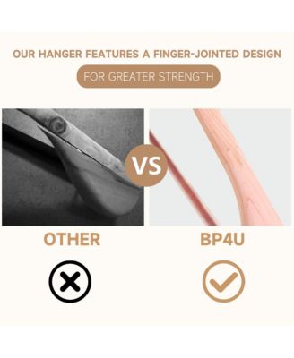 Wooden Suit Hangers with Pants Bar for Women's Clothes, 16-Inch Wide Shoulder Solid Wood Coat Hangers for Jackets, Shirts, Trousers