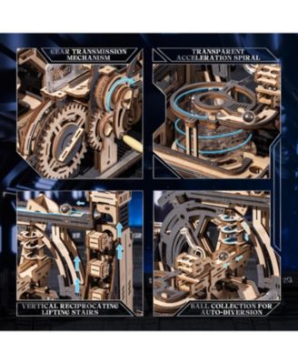 3D Puzzles for Adults, Model Kits Marble Spaceport, Marble Run Brain Teaser Wooden Puzzles Building Toy, Desk Decor Creative Birthday Gifts