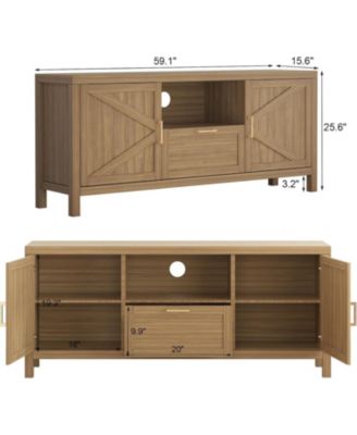 Farmhouse TV Stand for TVs Up to 65", Farmhouse Entertainment Center with Door, Rustic Media Console TV Cabinet with Storage & Adjustable Shelf
