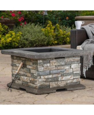 28 Inch Square MGO Fire Pit Outdoor Elegant Design Heat Resistant Iron Fire Bowl No Assembly Required