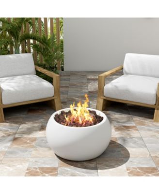 40000 BTU Patio MGO Propane Fire Pit White Round Design Adjustable Flame No Assembly Required