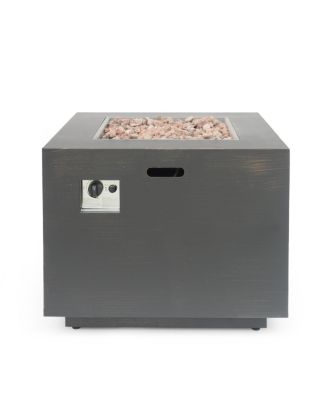 33 Inch Outdoor Iron Square Propane Fire Pit Brushed Brown 50000 BTU Tank Inside No Assembly