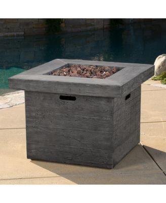 32 Inch Square MGO Fire Pit Grey Wood Pattern 40000 BTU Outdoor Propane Fire Table