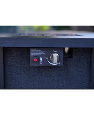 28 Inch Square Outdoor Propane Fire Pit Table 50000 BTU CSA Certified Charcoal Texture Rattan Weave Grain