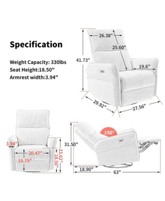 270° Power Swivel Rocker Recliner Chair for Adults, Swivel Rocking Recliner Chair for Living Room, Bedroom,RV