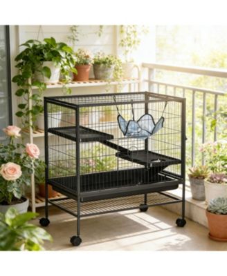 Mobile Cat Hutch - Secure Outdoor Wooden House on Wheels