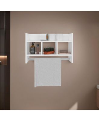 Dell Wall Shelf with Towel Bar, 2 Shelves