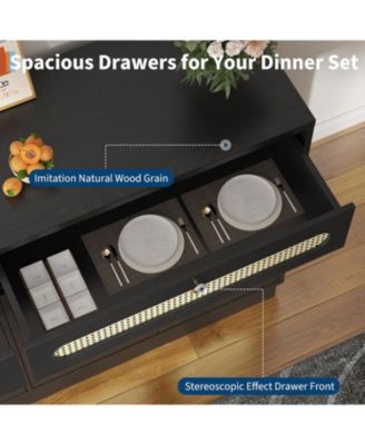 Buffet Cabinet with Storage, 4-Door 2-Drawer Sideboard, Dining Room Sideboard Buffet