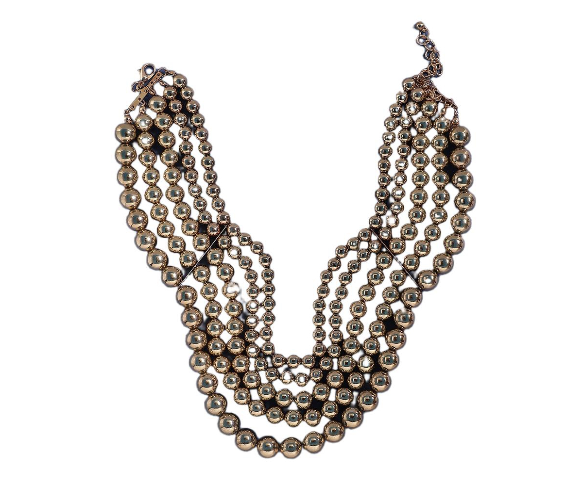 Sohi Women's Gold Metallic Beaded Cluster Necklace