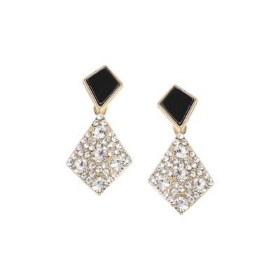 Black Geometric Drop Earrings