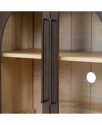 Espresso 4-Door Large Storage Sideboard Buffet Cabinet with Glass Doors