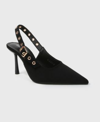 Candes Microfiber Suede Slingback Pumps