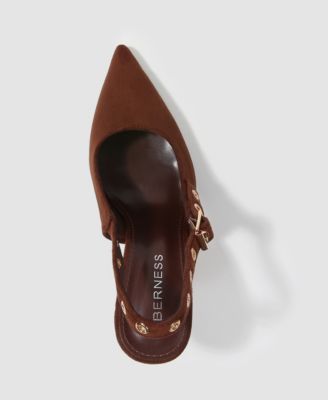 Candes Microfiber Suede Slingback Pumps