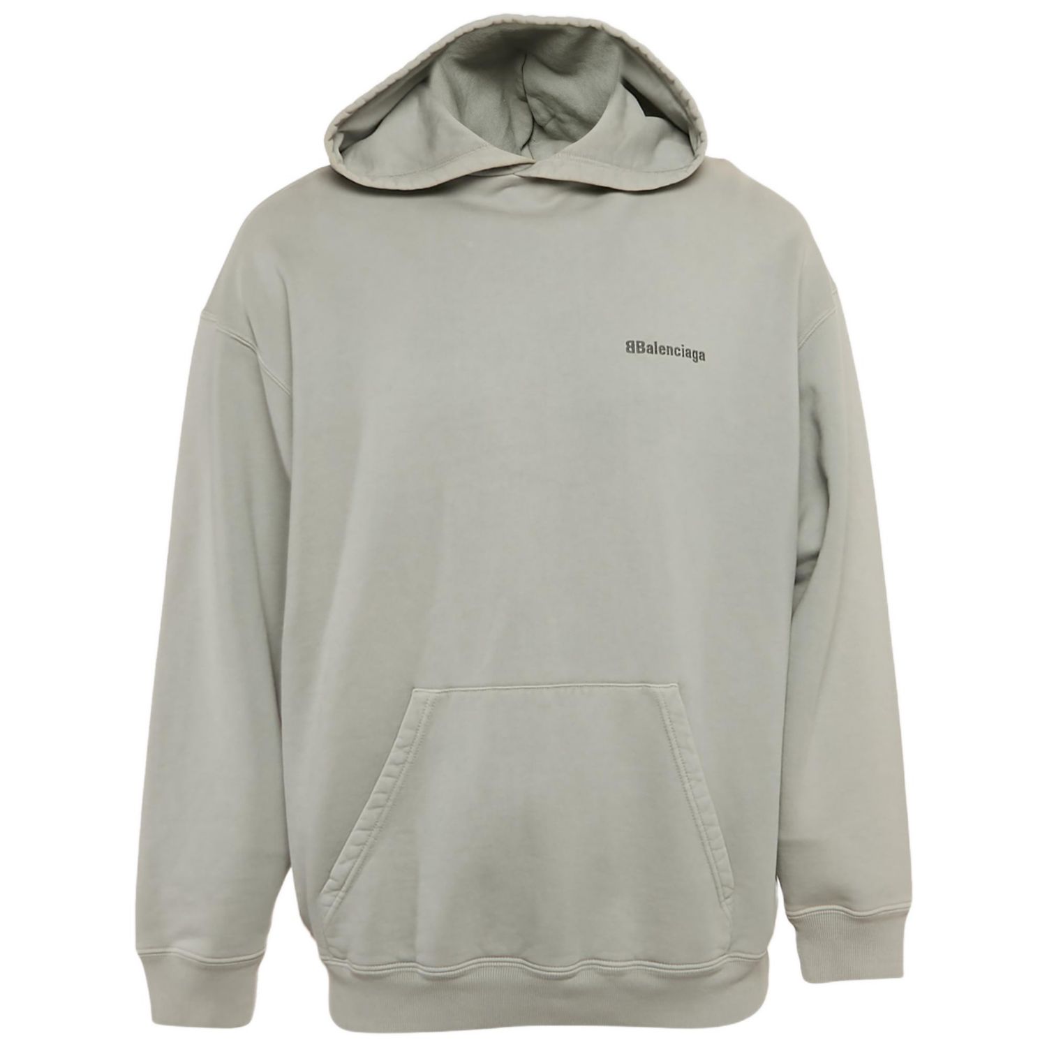 Men's Grey Logo Embroidered Cotton Hoodie
