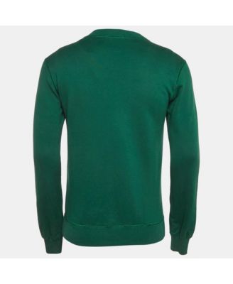 Men's Green Logo Print Cotton Crew Neck Sweatshirt