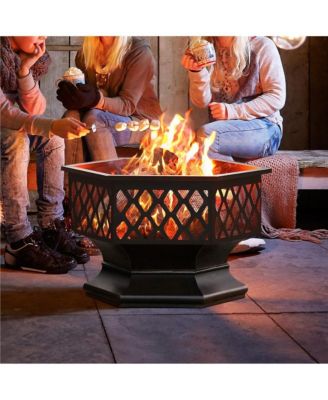 24in Heavy Duty Fire Pit for Outdoor Patio Backyard