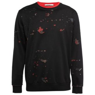 Pre-Owned Givenchy Men's Black Distressed Cotton Crewneck Sweatshirt ...