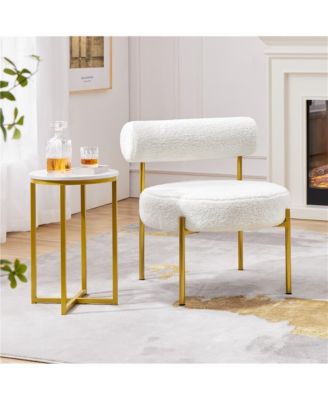 1 Pc Boucle Fabric & Gold Metal  Accent Feature Side Chair