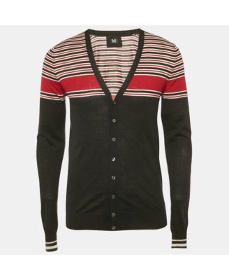Men's Black Striped Cashmere Cardigan