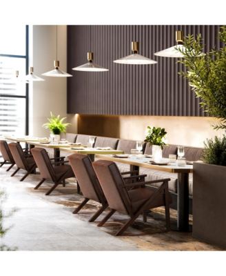 Faux Leather Armchair with Z-shaped Wood Legs