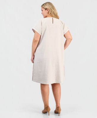 Plus Size Short-Sleeve Side-Button Dress