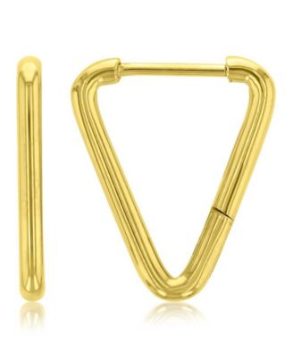 Waterproof Platinum 18mm Triangle Huggie Earrings