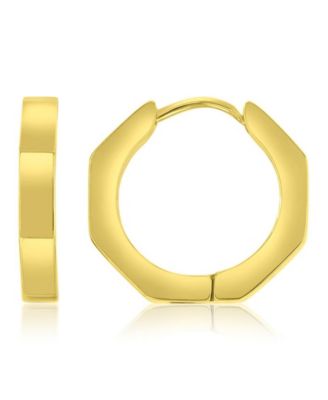 Waterproof Platinum 17mm Octagon Huggie Earrings