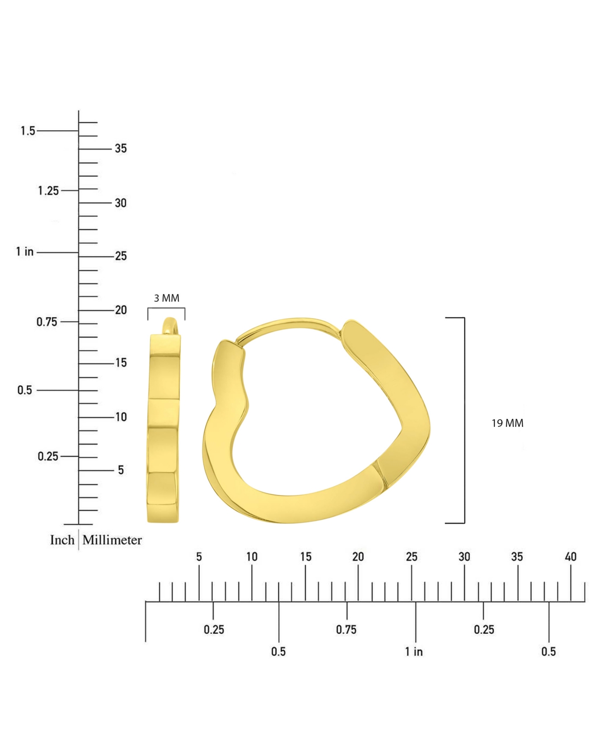 Roxy Waterproof Yellow 19mm Heart Huggie Earrings