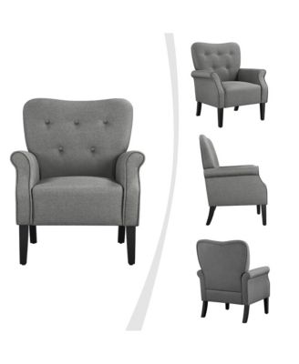 Upholstered Mid-century Modern Accent Chair, Yellow